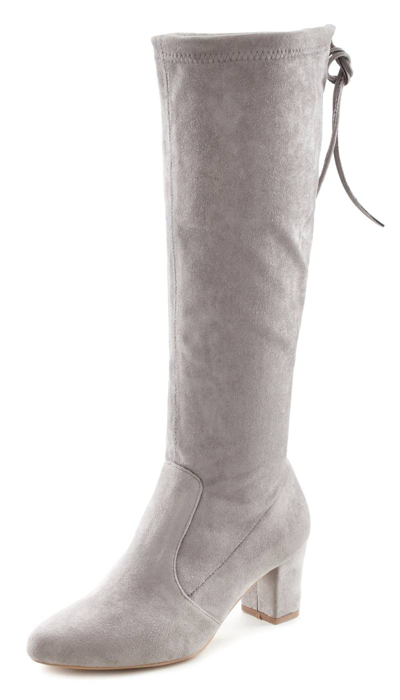 LASCANA Schlupfstiefel, Schlupfboots, Slouchy Boots, Slip-On, Stretch & Blockabsatz von LASCANA