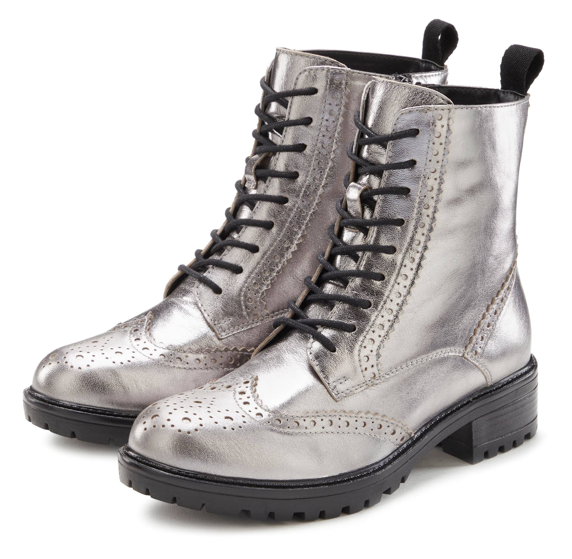 LASCANA Schnürboots, Schnürstiefelette, Ankle Boots, Leder, Schnüren & Reissverschluss LASCANA Schnürboots, Schnürstiefelette, Ankle Boots, Leder, Schnüren & Reissverschluss von LASCANA