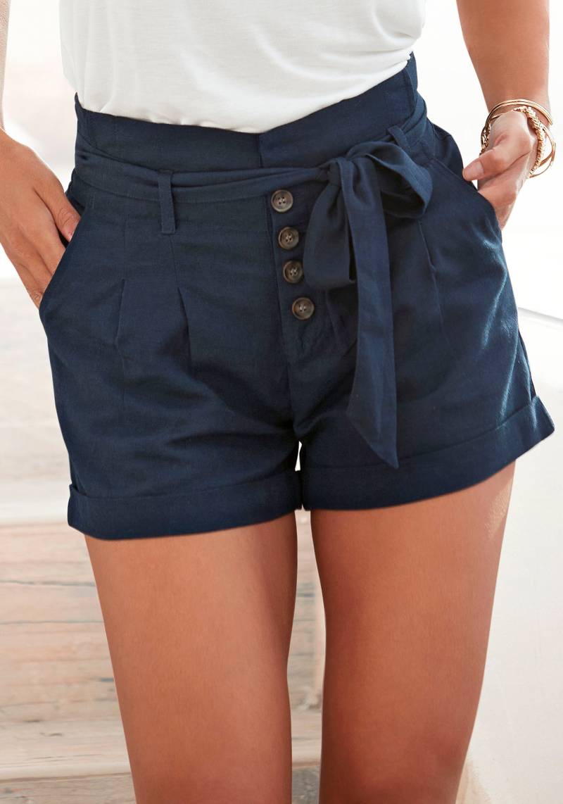 LASCANA Shorts, (mit Bindegürtel), in lässiger Leinen-Optik, kurze Hose, Leinenhose von LASCANA