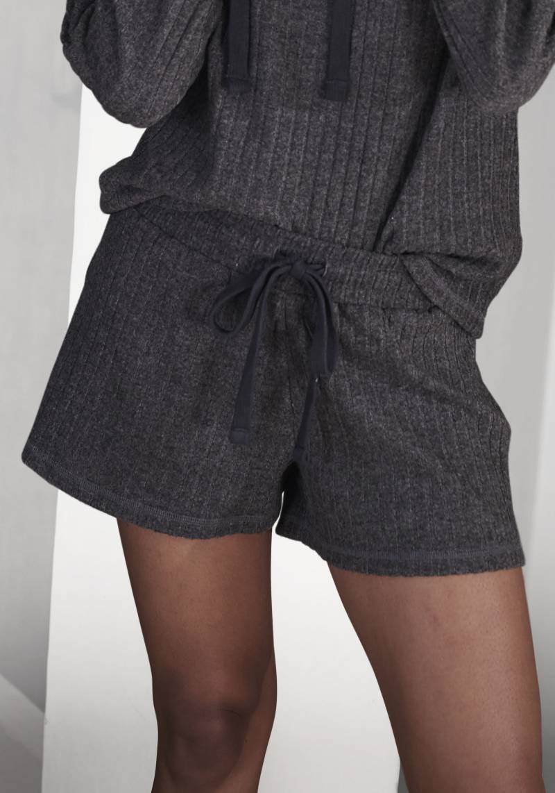 LASCANA Shorts »-Loungeshorts meliert«, in weicher Ripp-Qualität mit Bindeband von LASCANA