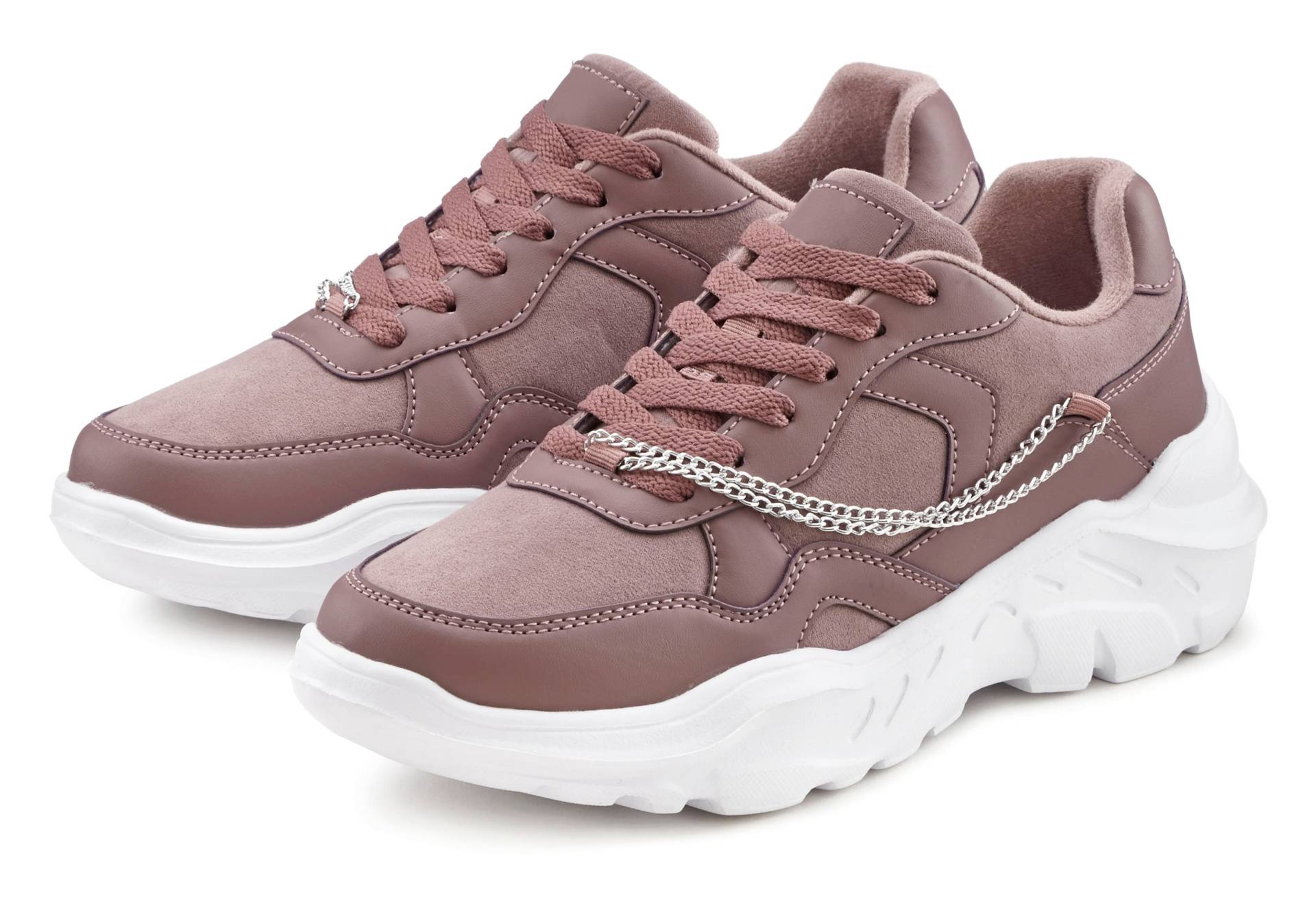 LASCANA Sneaker, mit Chunky-Sohle & Ketten, Schnürhalbschuhe, Freizeitschuhe VEGAN von LASCANA