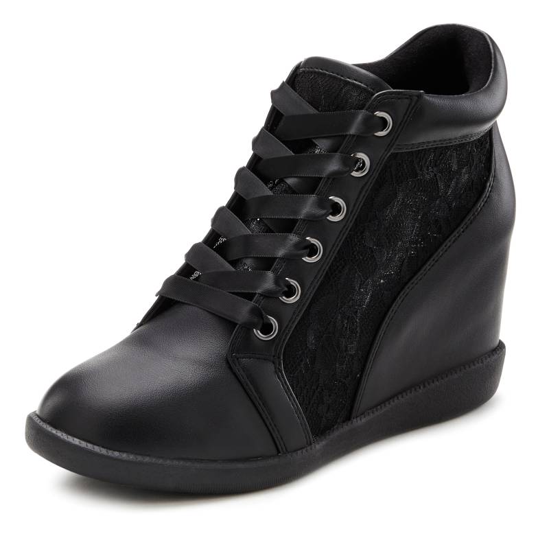 LASCANA Sneaker »Stiefelette,«, Freizeitschuh, Halbschuh mit innenliegendem Keilabsatz, Spitzendetails von LASCANA