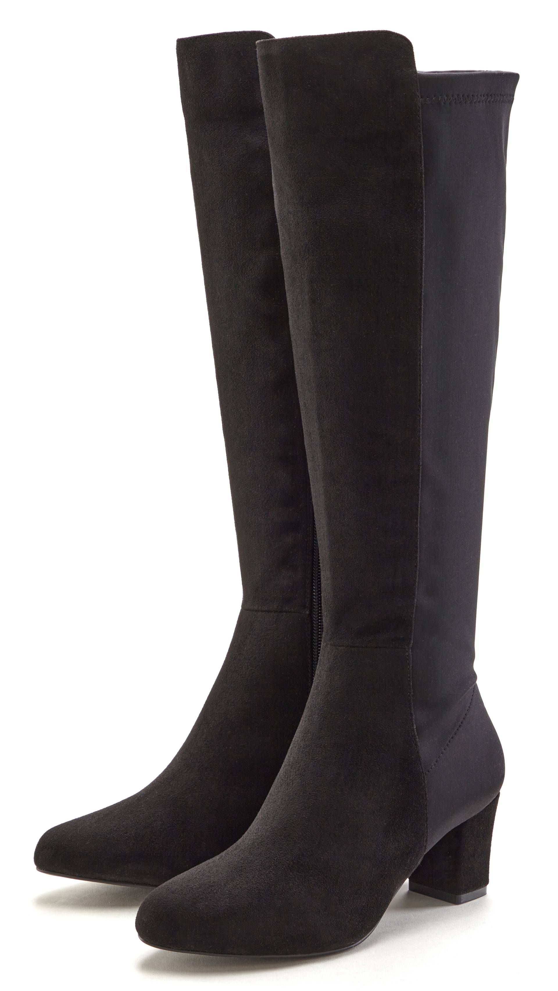 LASCANA Stiefel, mit Stretcheinsatz und Langschaft, Stiefelette, Langer Stiefel VEGAN von LASCANA