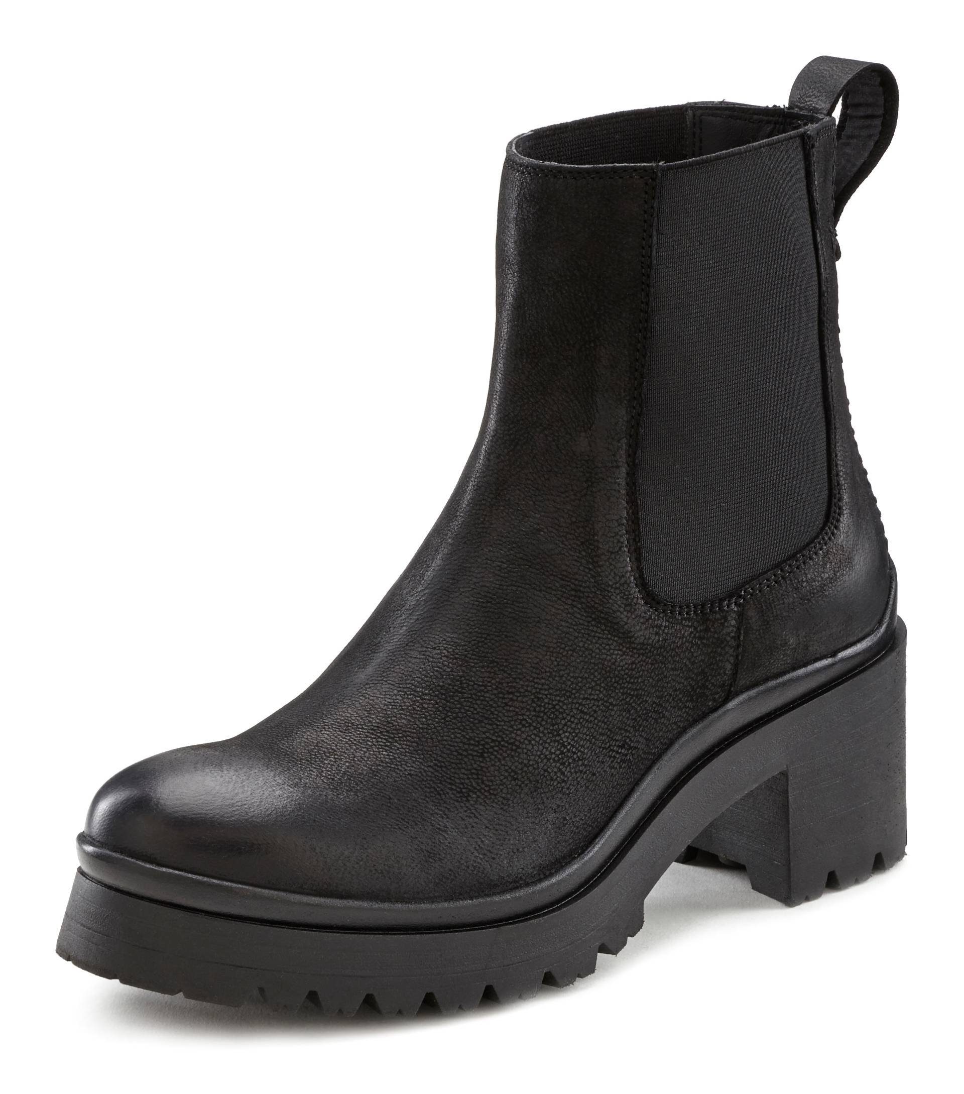 LASCANA Chelseaboots, aus Leder mit modischem Blockabsatz, Ankle Boots, Stiefelette von LASCANA