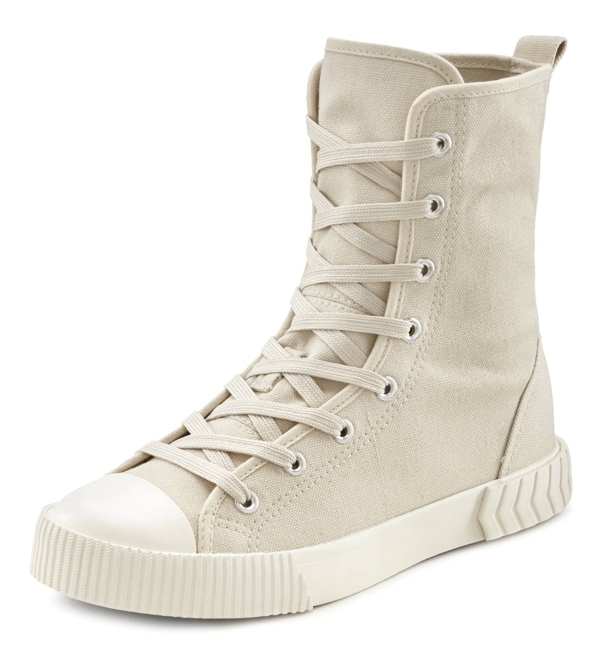 LASCANA Stiefelette, im Combat Look, High Top Sneaker, Schnürschuh, Textil-Boots von LASCANA