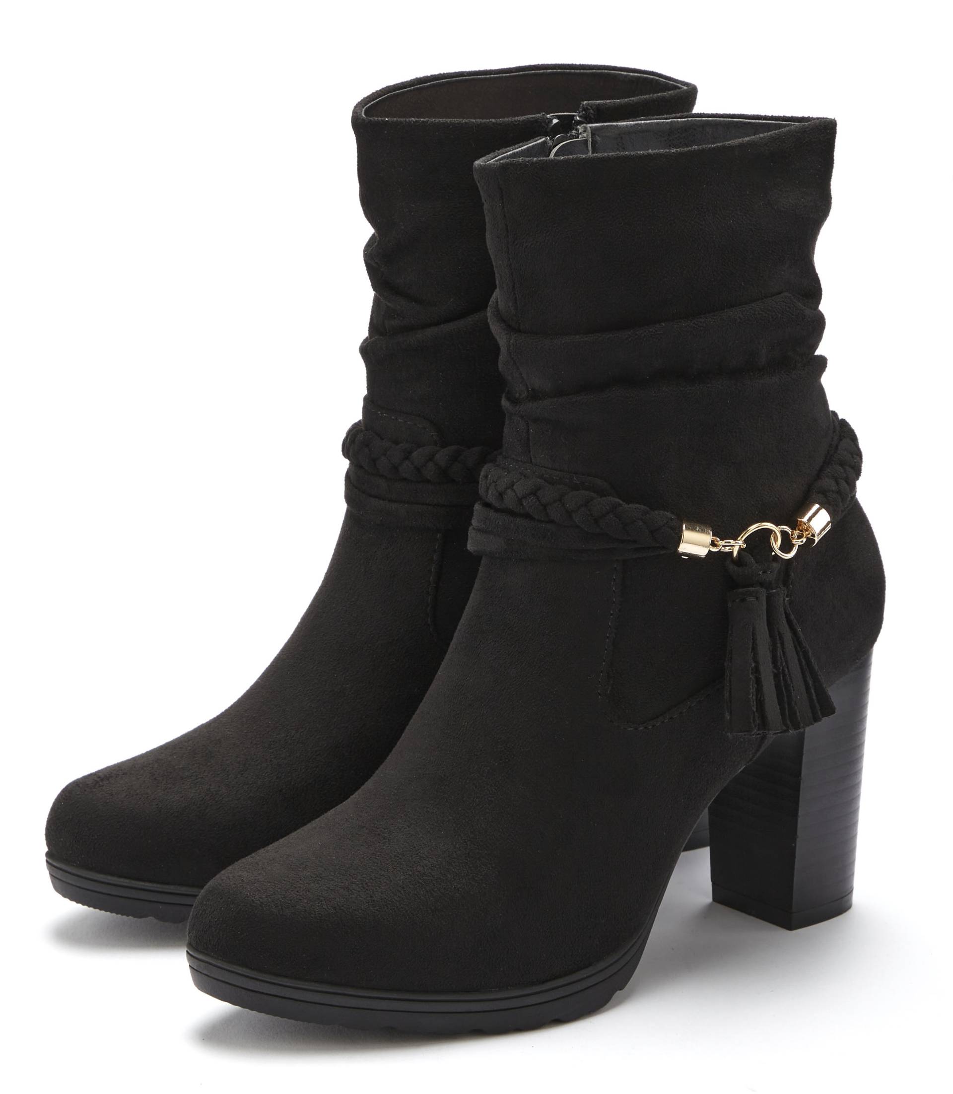 LASCANA Stiefelette, Stiefel, Boots mit Blockabsatz und Schmuckelement VEGAN LASCANA Stiefelette, Stiefel, Boots mit Blockabsatz und Schmuckelement VEGAN von LASCANA