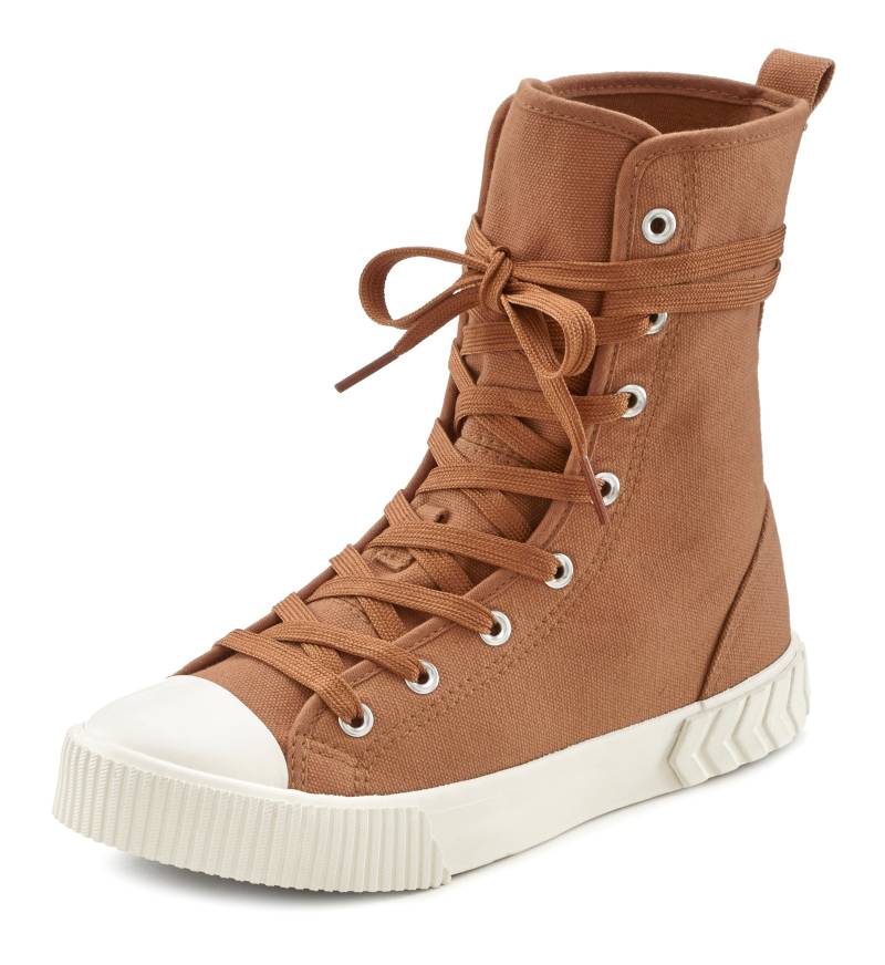 LASCANA Stiefelette, im Combat Look, High Top Sneaker, Schnürschuh, Textil-Boots von LASCANA