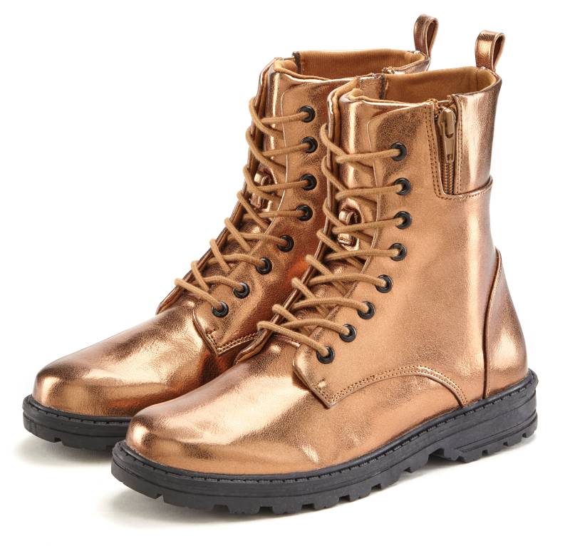 LASCANA Stiefelette, im angesagten Metallic-Look, Stiefel, Boots VEGAN von LASCANA