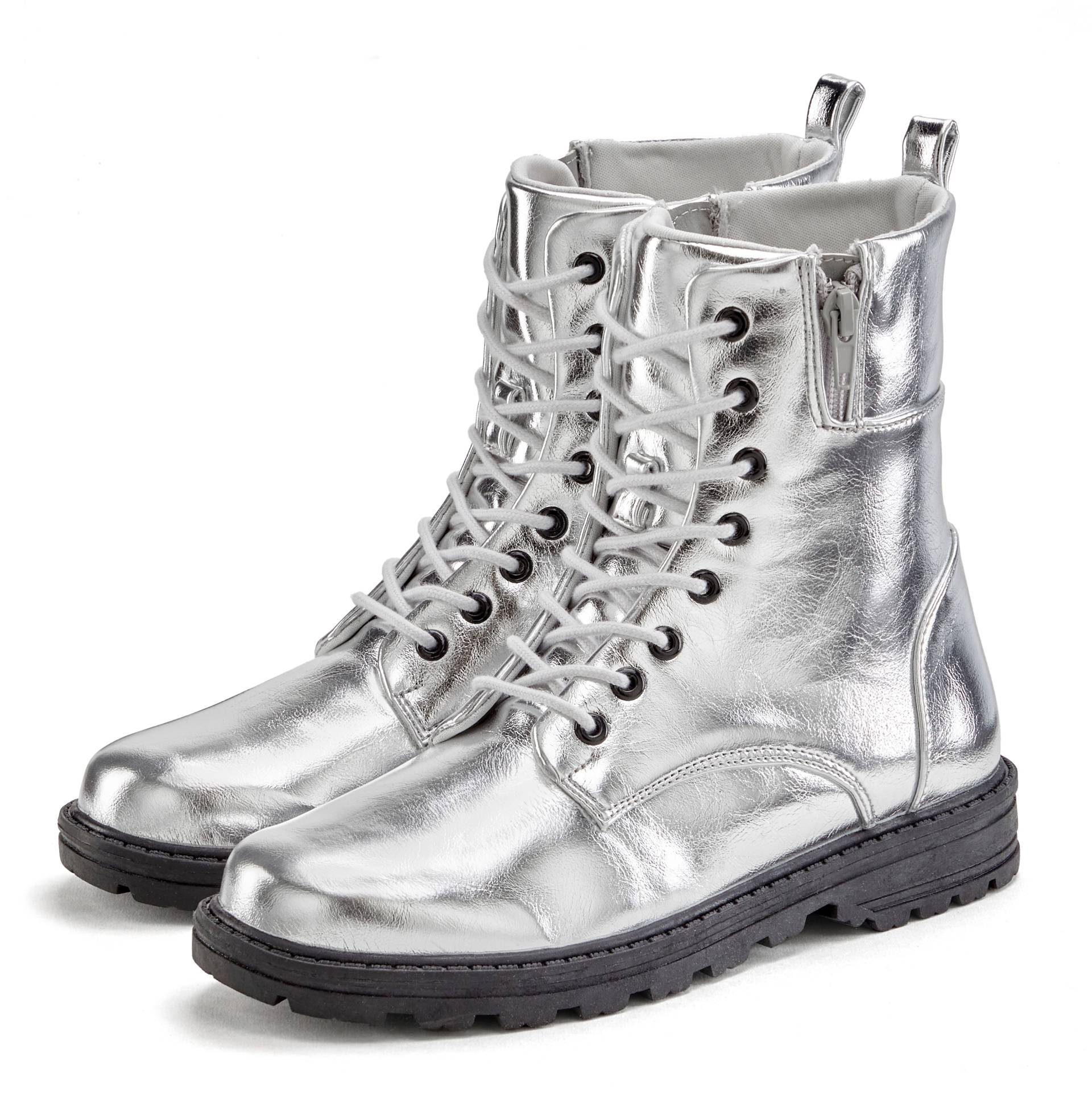 LASCANA Stiefelette, im angesagten Metallic-Look, Stiefel, Boots VEGAN von LASCANA