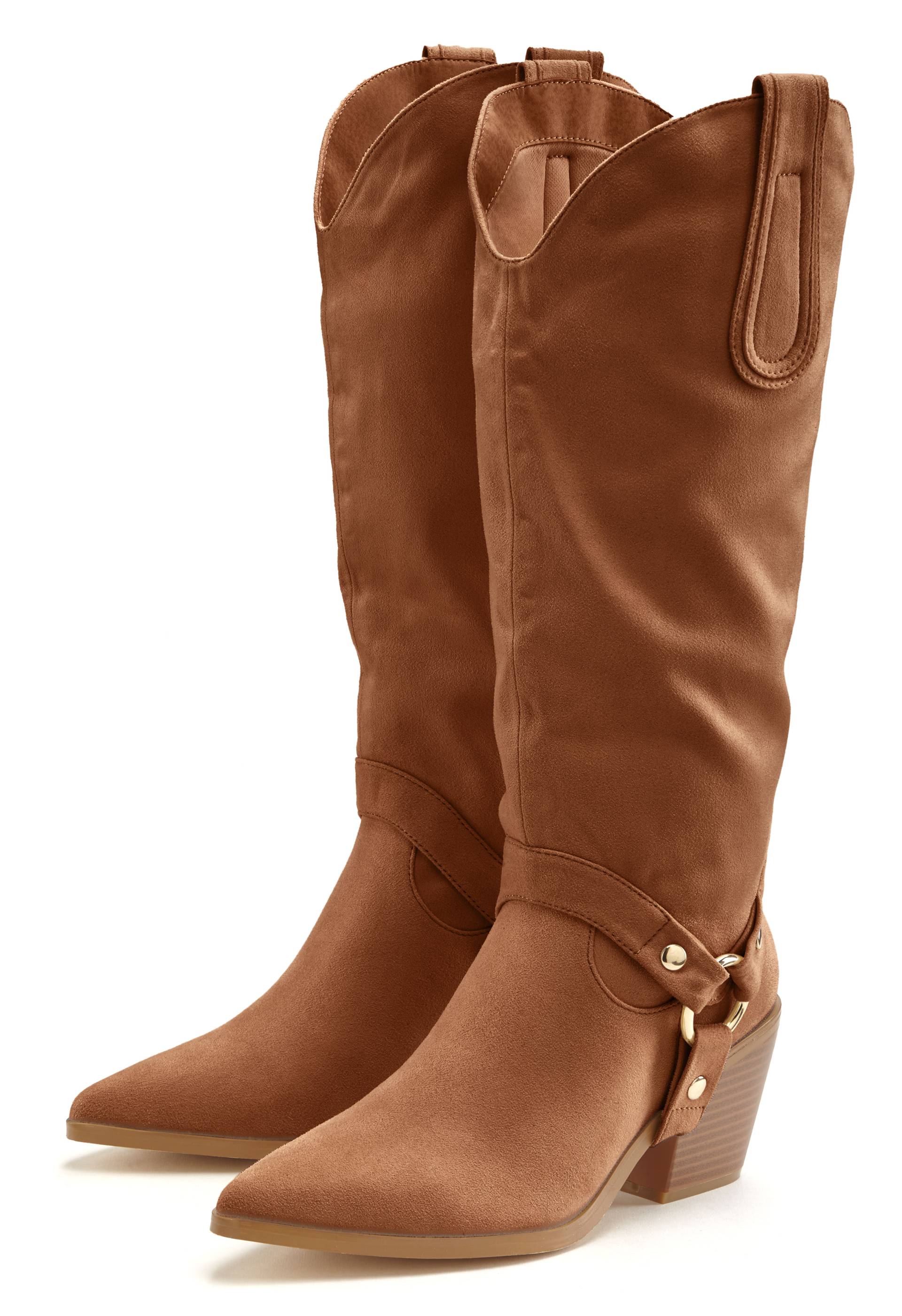 LASCANA Stiefelette, Cowboy Stiefel,Slouchy Boots mit abnehmbarem Schaft,Boots VEGAN von LASCANA