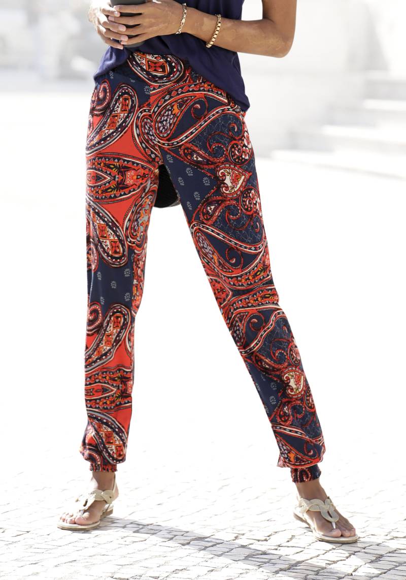 LASCANA Strandhose, mit Paisleyprint und Taschen, leichte Jerseyhose, elastisch von LASCANA