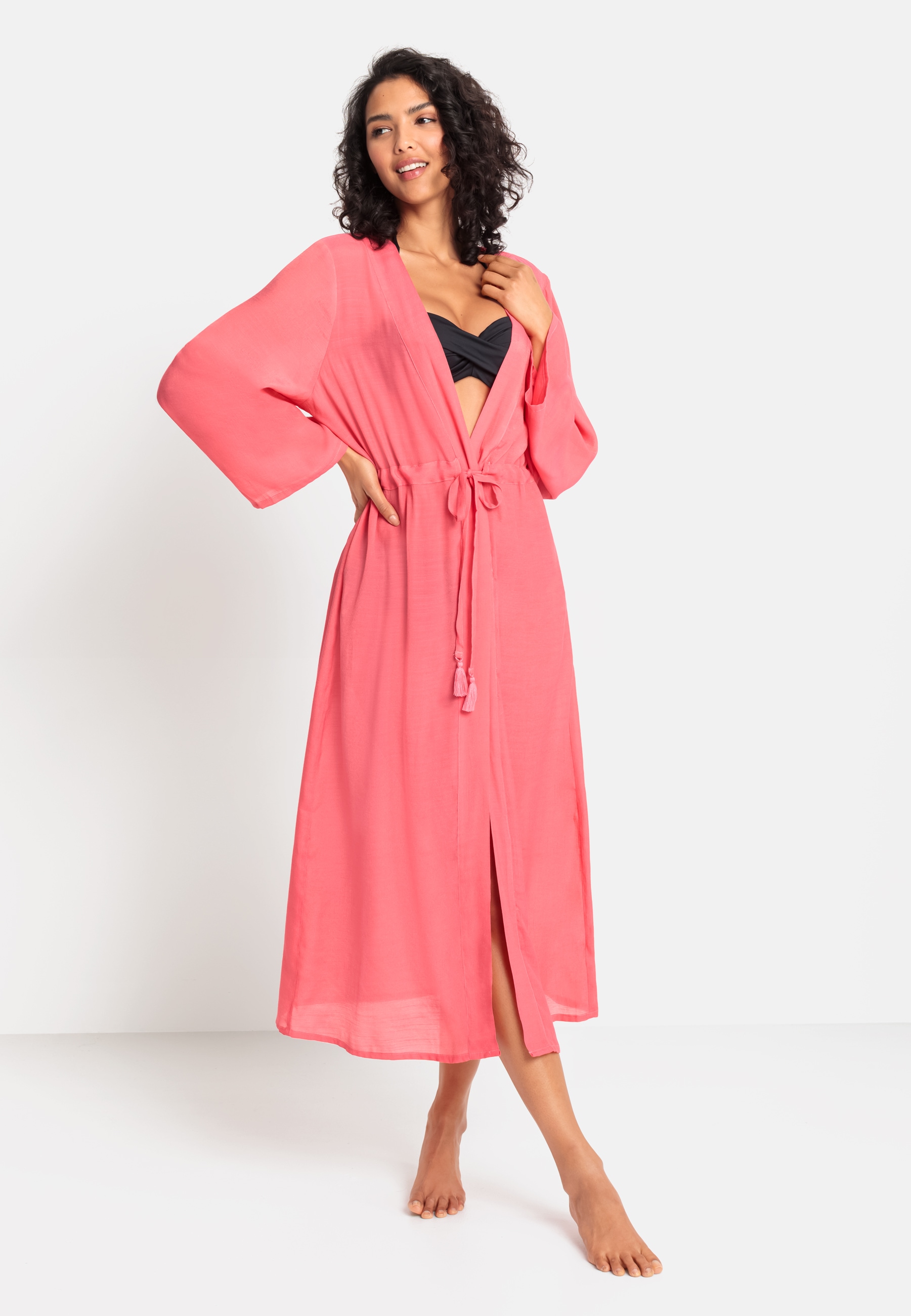 LASCANA Strandkleid, im Kimono-Style zum Binden, langärmliges Sommerkleid, Kaftan von LASCANA