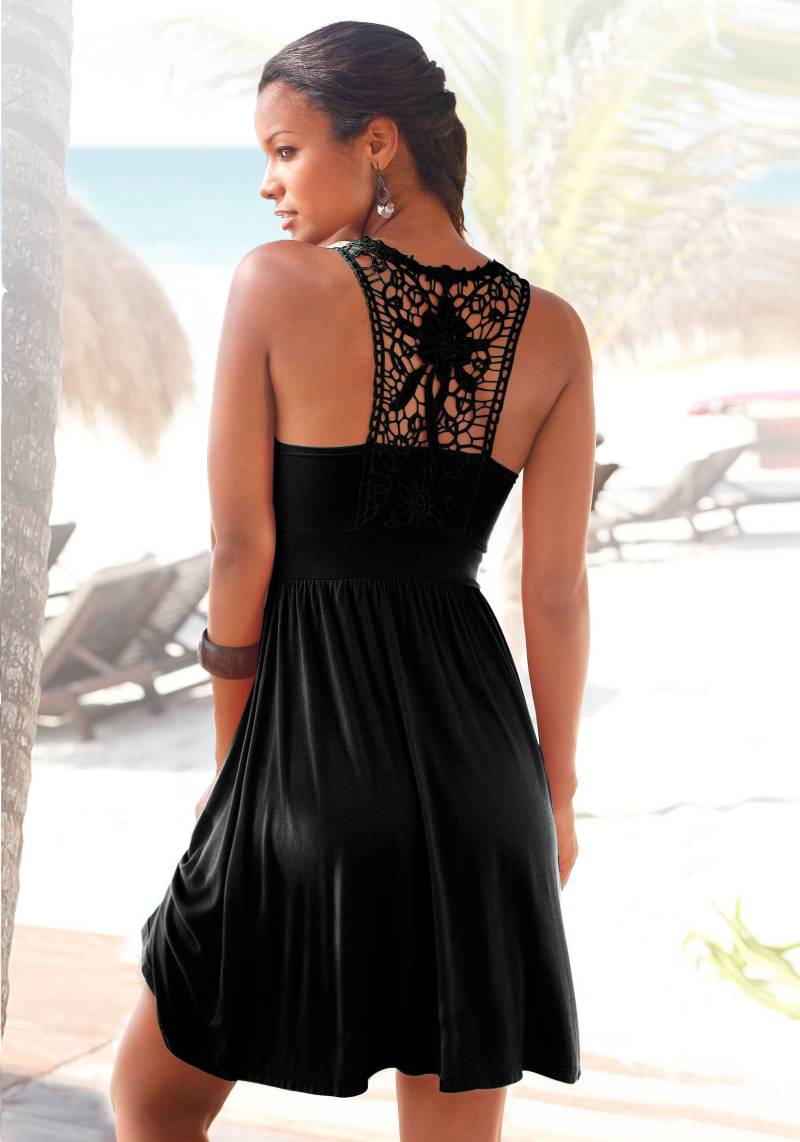 LASCANA Strandkleid, mit Spitzenrücken, elastisches Sommerkleid, Spitzenkleid LASCANA Strandkleid, mit Spitzenrücken, elastisches Sommerkleid, Spitzenkleid von LASCANA