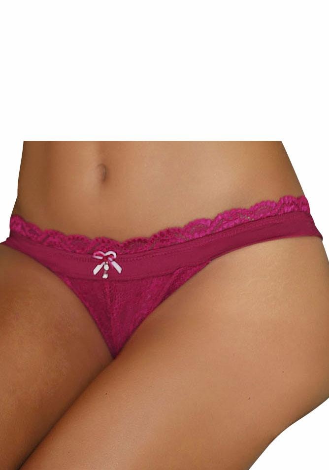 LASCANA String »Premium Dessous«, aus zarter Spitze mit feiner Zierschleife und Accessoire von LASCANA