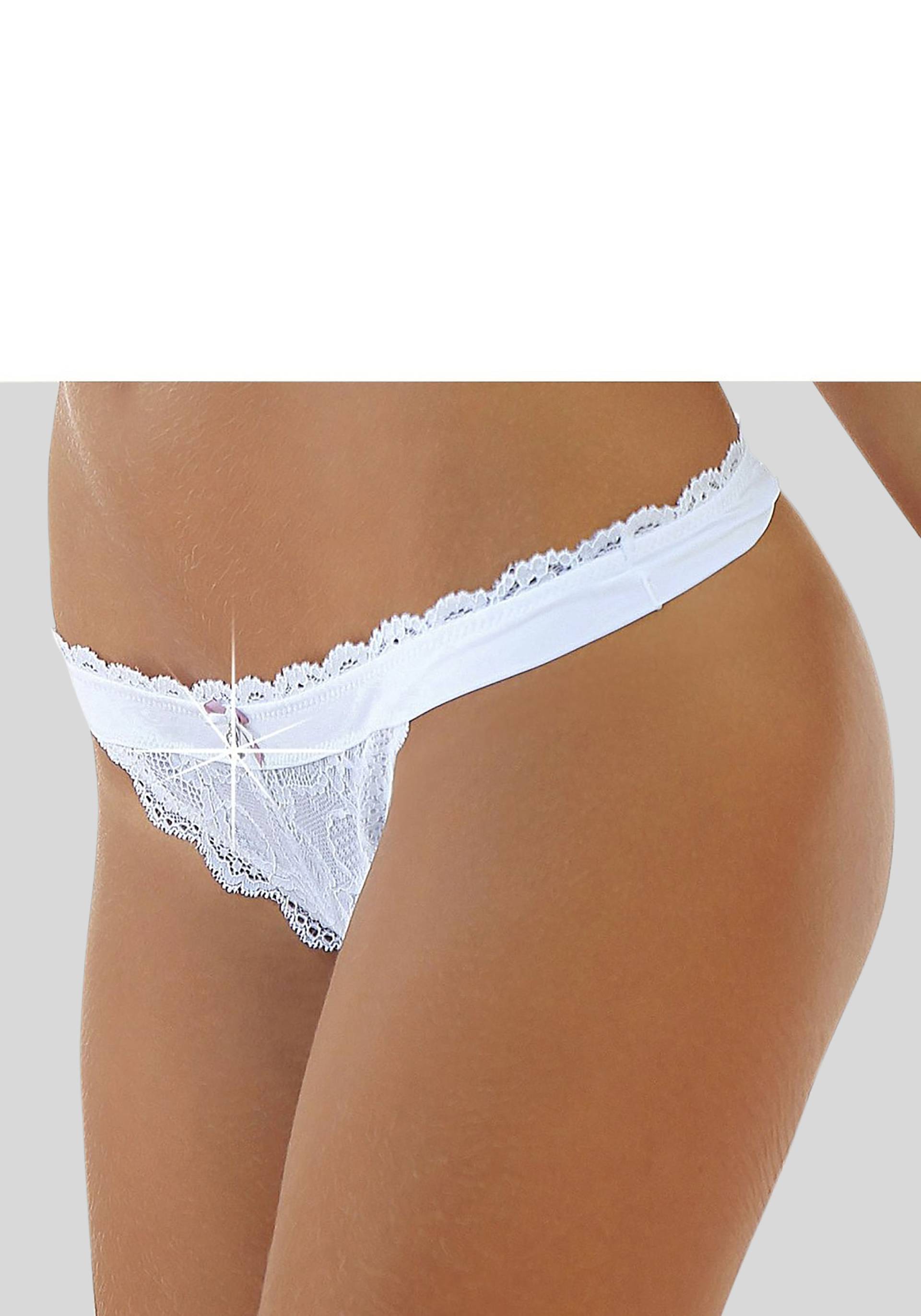 LASCANA String »Premium Dessous«, aus zarter Spitze mit feiner Zierschleife und Accessoire von LASCANA