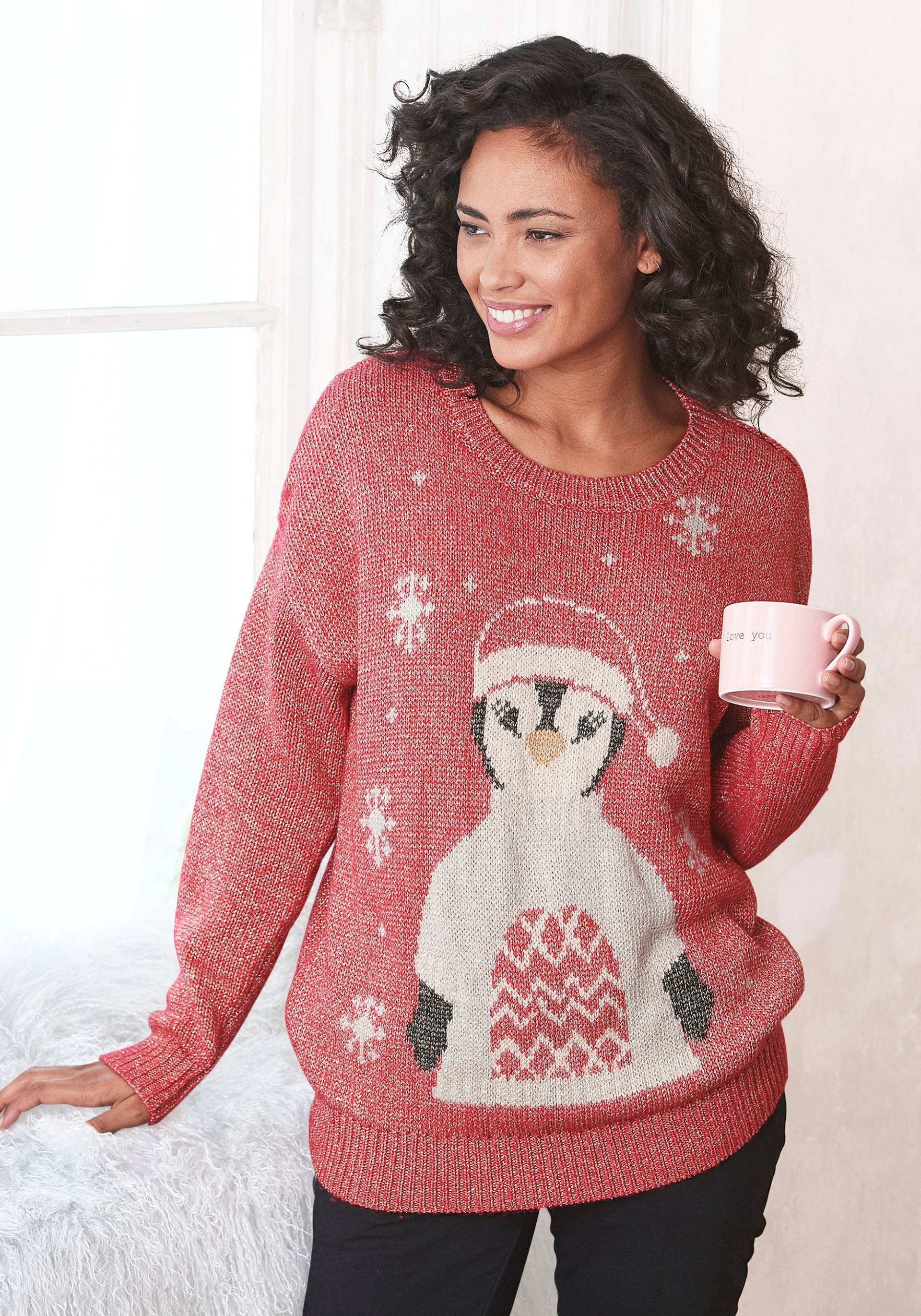 LASCANA Sweater, Weihnachtspullover mit eingestricktem Motiv, Loungewear von LASCANA