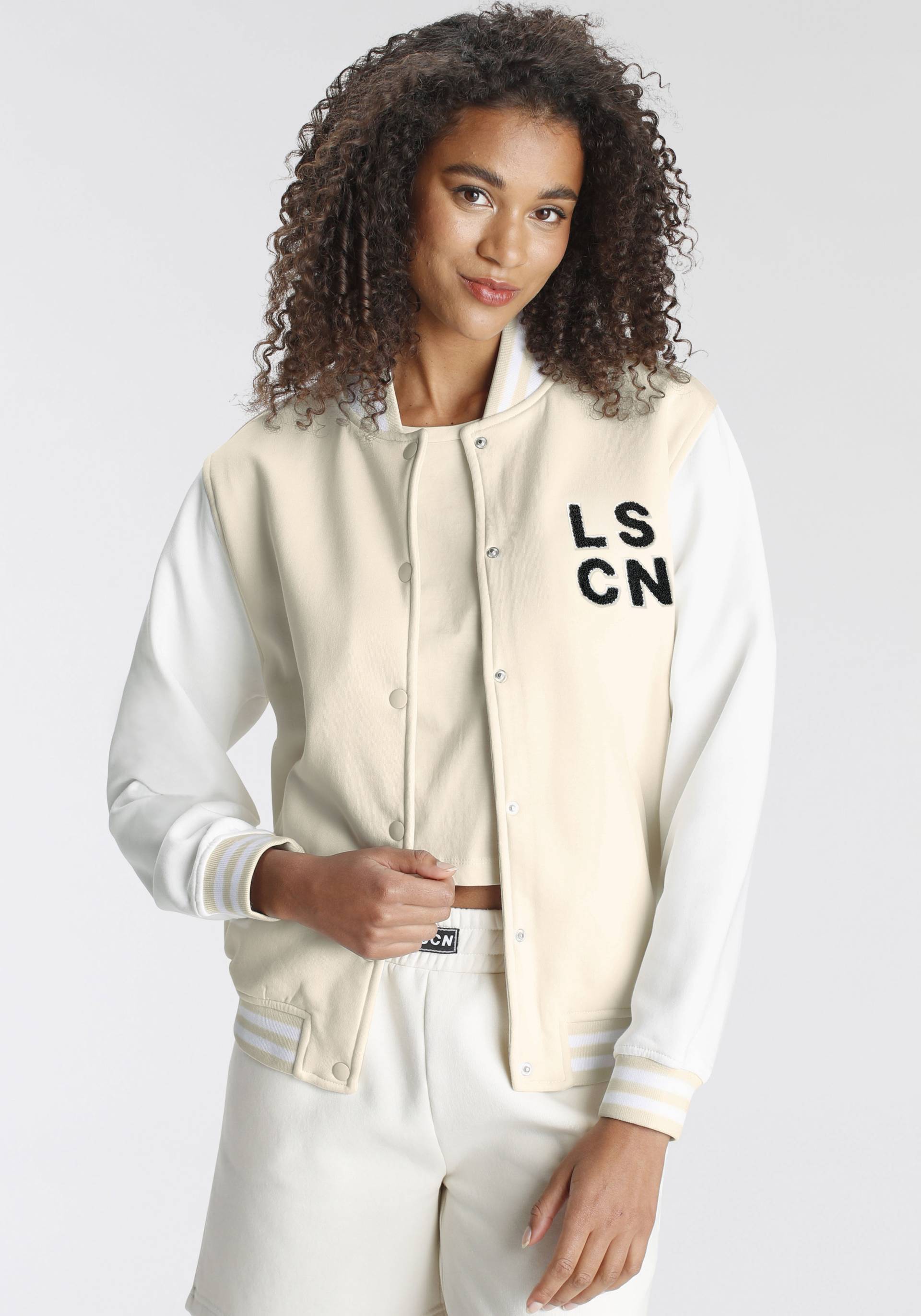 LSCN by LASCANA Sweatjacke, im College Stil, Loungeanzug von LSCN by LASCANA