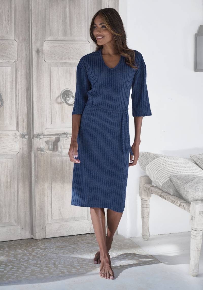 LASCANA Strickkleid, Lounge-/ Rippkleid mit weiten Ärmeln und Taillenband, Loungewear von LASCANA