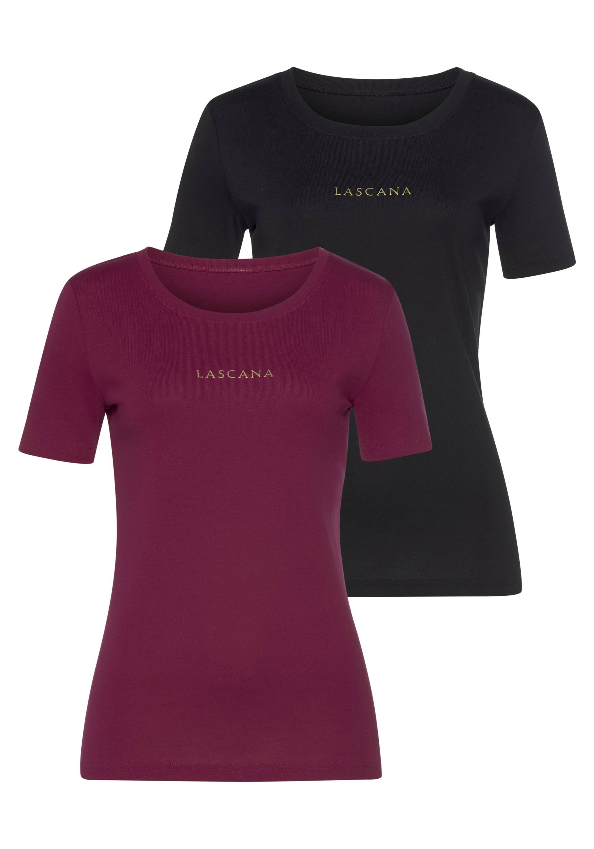 LASCANA T-Shirt, mit goldfarbenenem Logodruck von LASCANA