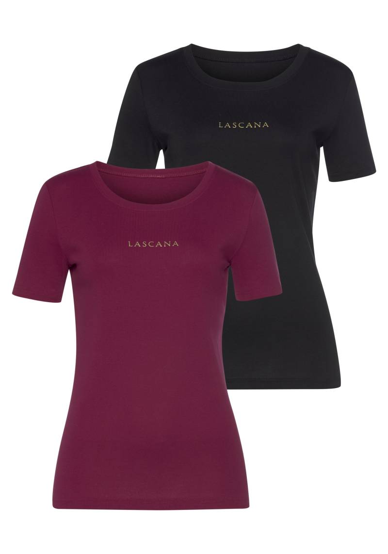 LASCANA T-Shirt, mit goldfarbenenem Logodruck von LASCANA