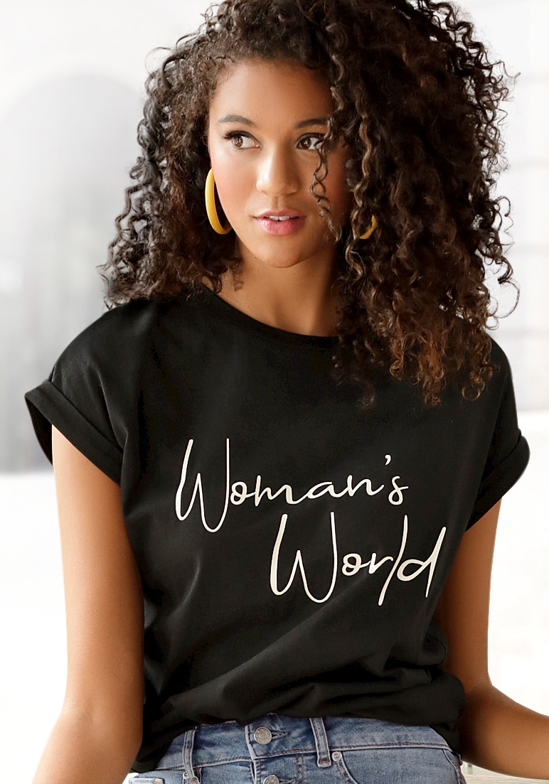 LASCANA T-Shirt, mit Frontprint, Kurzarmshirt aus Baumwolle, Basic von LASCANA