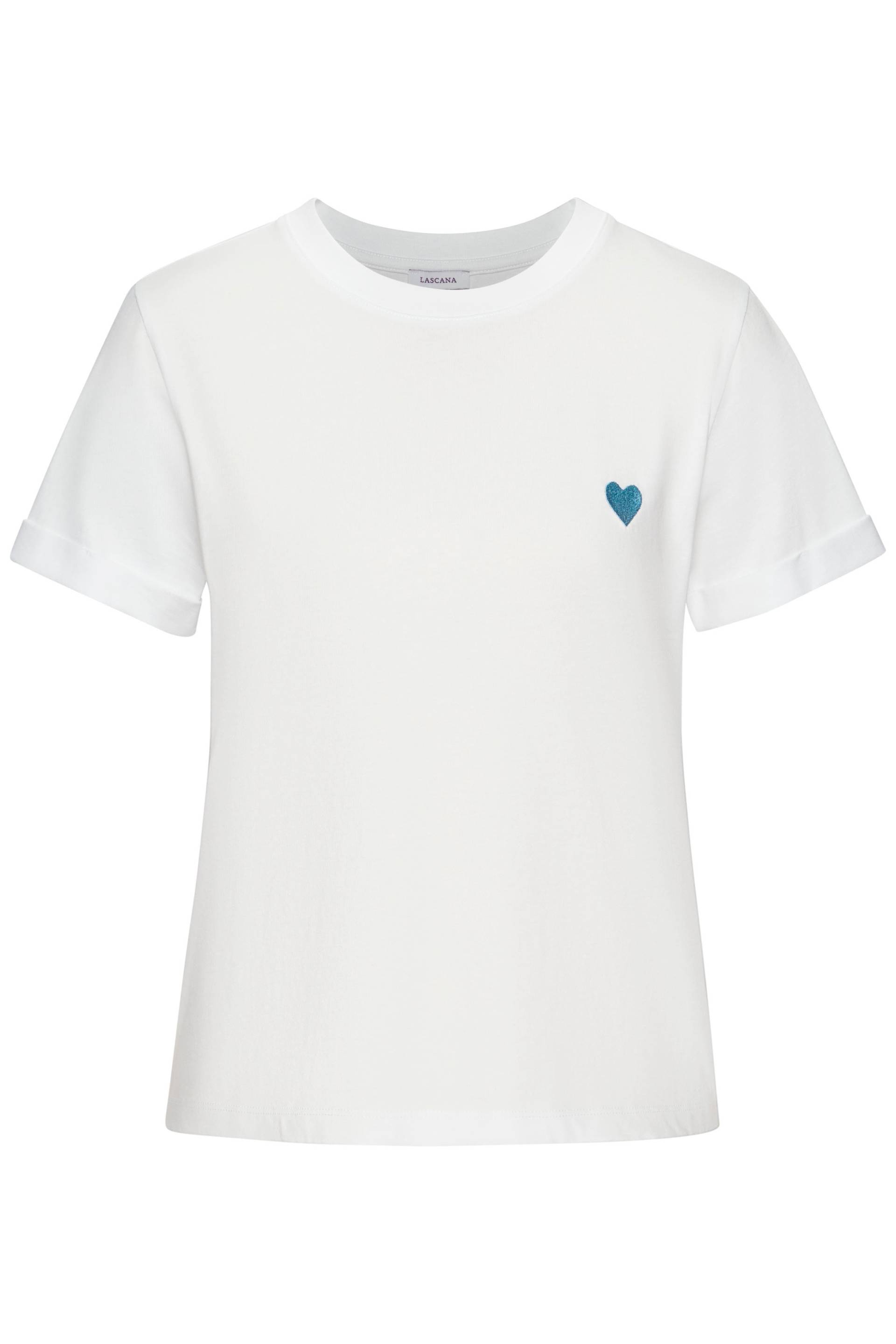 LASCANA T-Shirt, mit süsser Herz-Stickerei, Kurzarmshirt aus Baumwolle LASCANA T-Shirt, mit süsser Herz-Stickerei, Kurzarmshirt aus Baumwolle von LASCANA