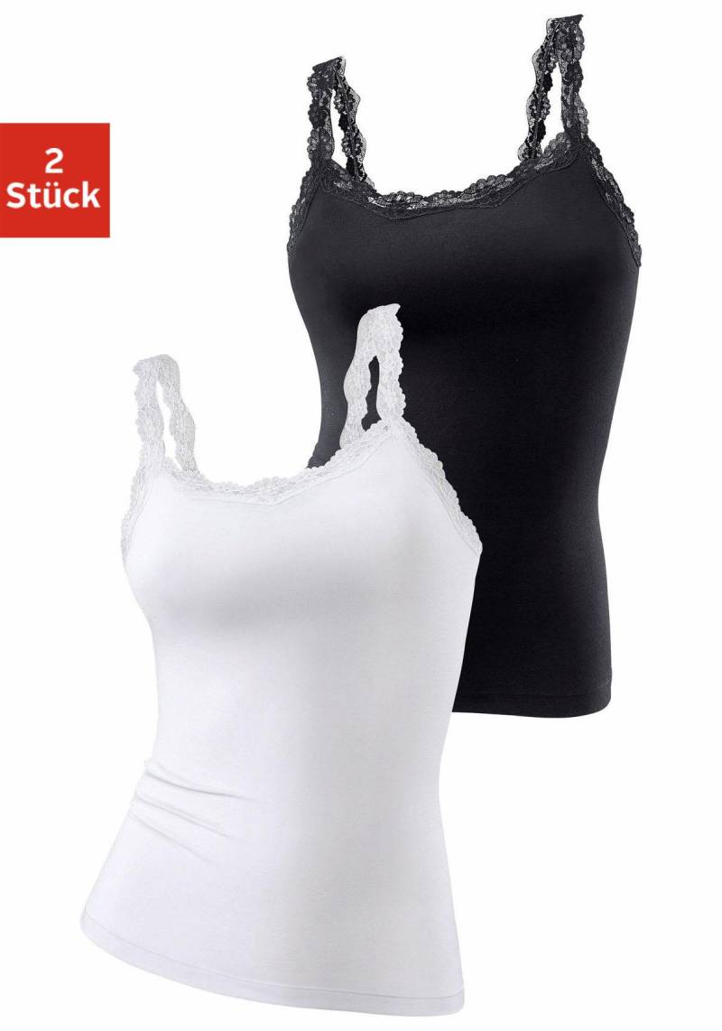 LASCANA Unterhemd, (Packung, 2 St., 2er-Pack), mit innenliegendem Bustier, Spaghettiträger-Top, Unterziehshirt von LASCANA