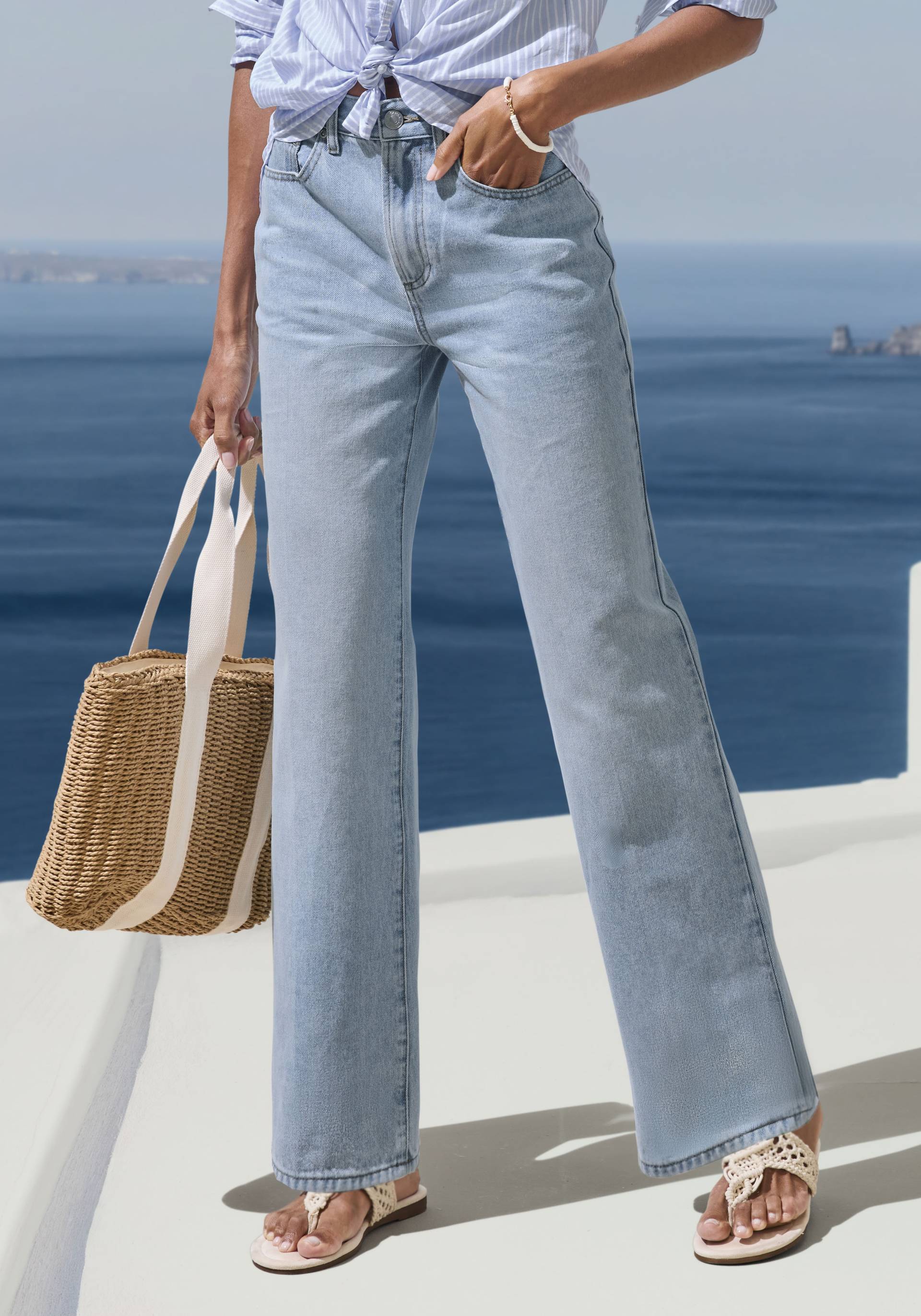 LASCANA Weite Jeans, mit hohem Bund und 5-Pocket-Style, Wide-Leg Jeans von LASCANA