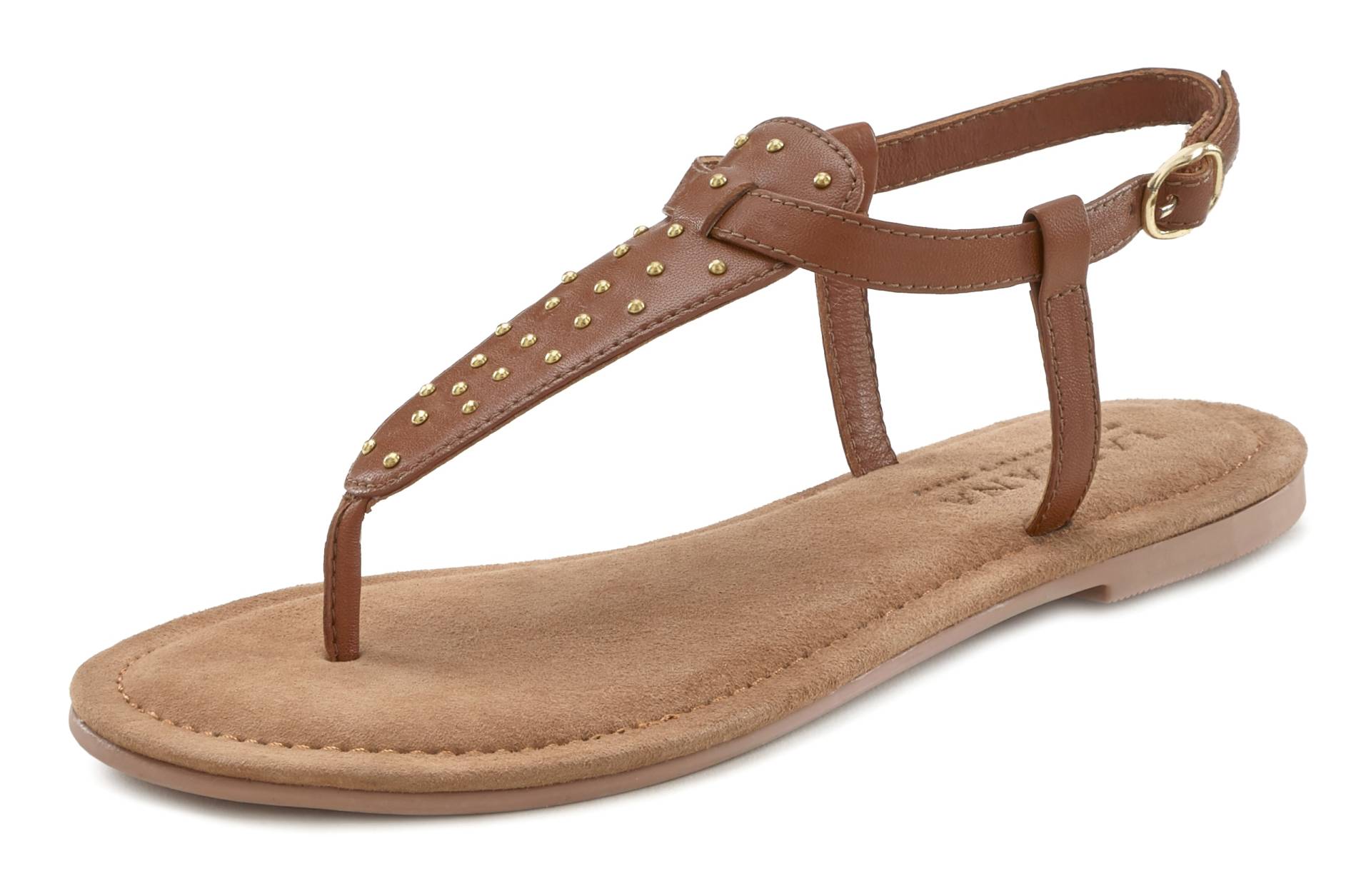 LASCANA Zehentrenner, Sandale, Pantolette aus Leder mit kleinen Nieten LASCANA Zehentrenner, Sandale, Pantolette aus Leder mit kleinen Nieten von LASCANA