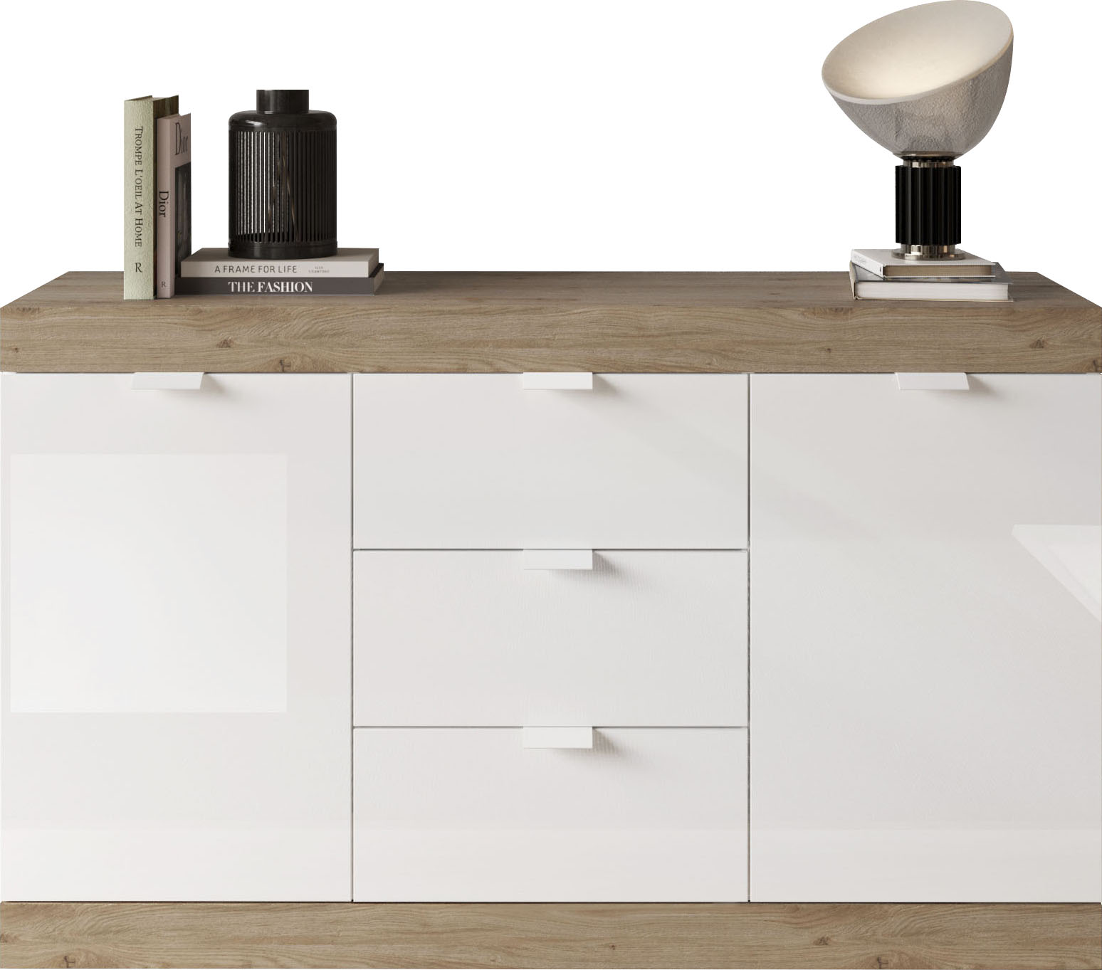 INOSIGN Sideboard »Slim«, Breite 136 cm, weiss Hochglanz Lack von INOSIGN