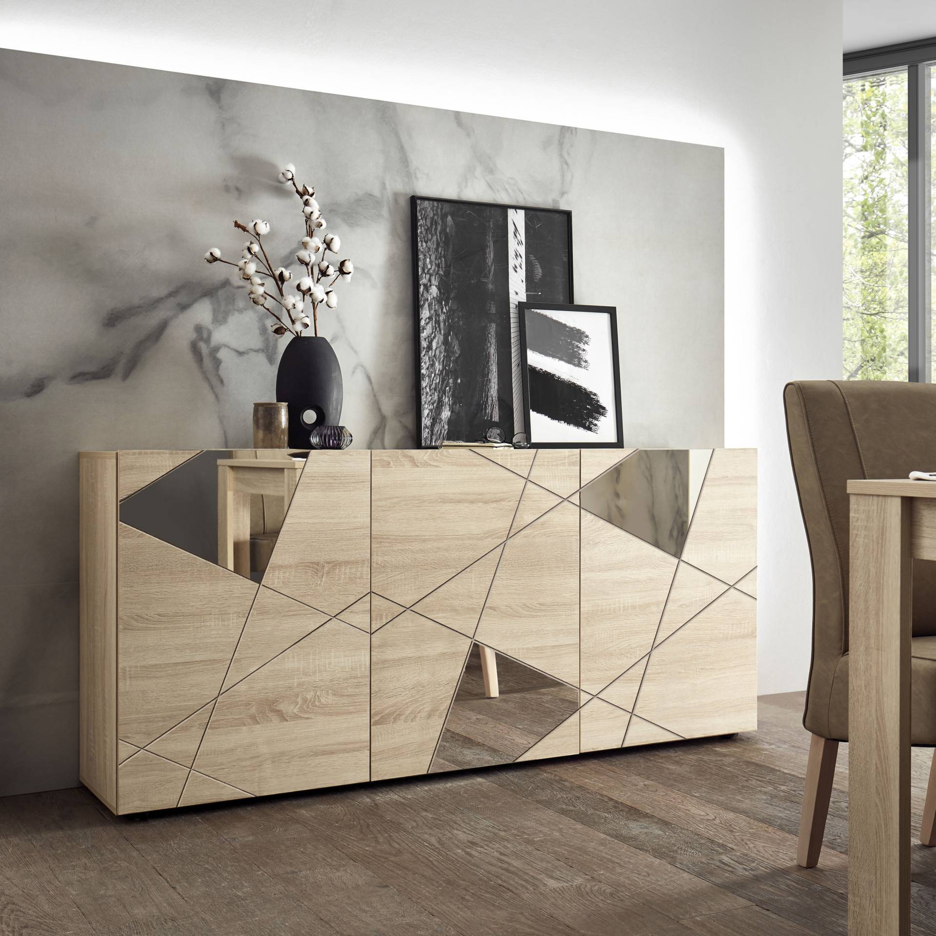 INOSIGN Sideboard »Vittoria«, Breite 181 cm, Front mit Siebdruck und Spiegel von INOSIGN