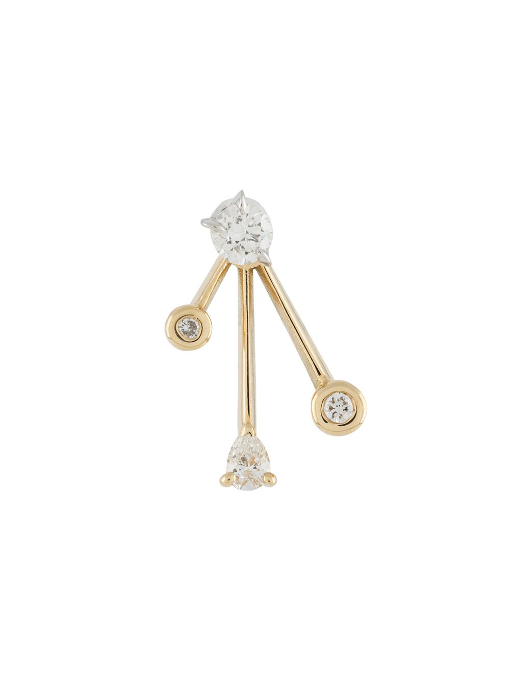 LE STER 18kt yellow gold Crackle ear jacket with diamond studs single earring von LE STER