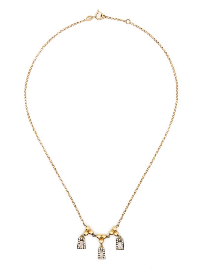 LEANDRA 18kt yellow gold Taper-3 diamonds necklace von LEANDRA