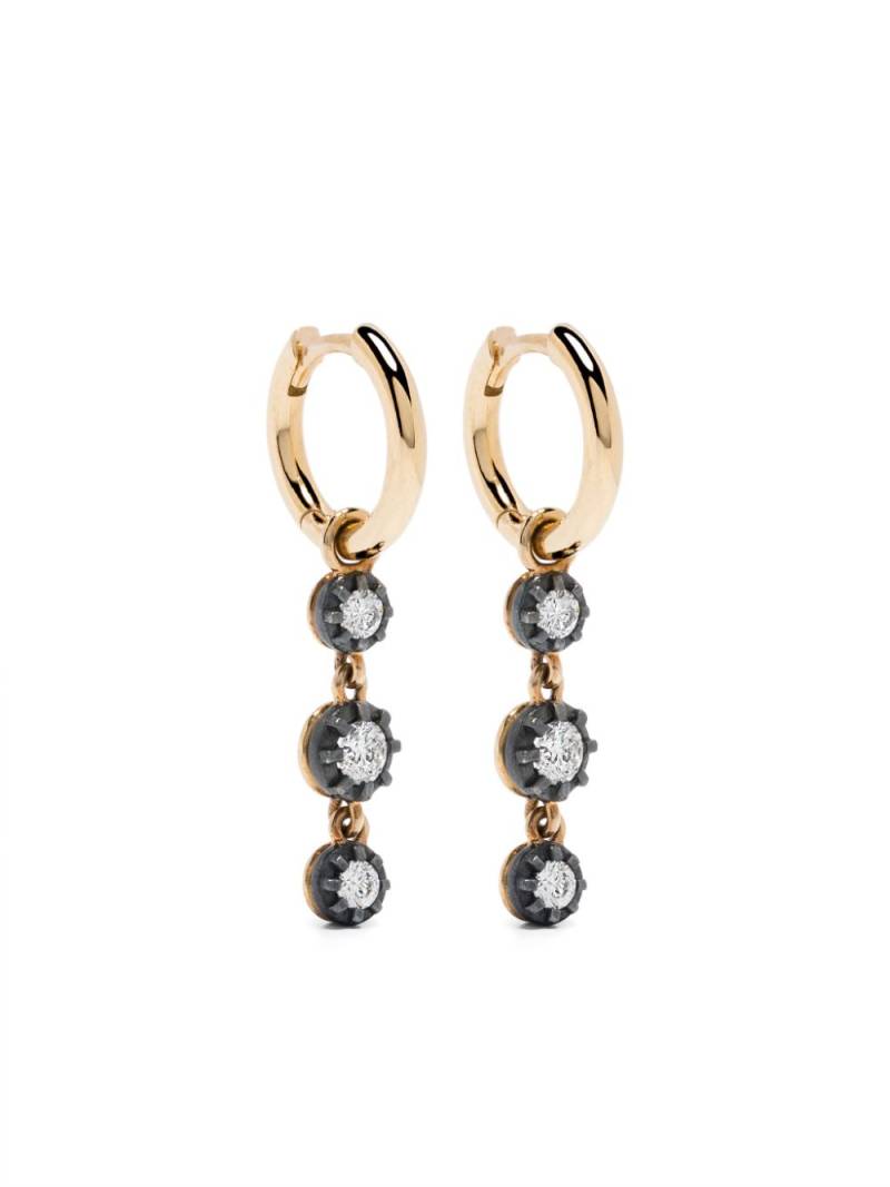 LEANDRA 18kt yellow gold diamond hoop earrings von LEANDRA