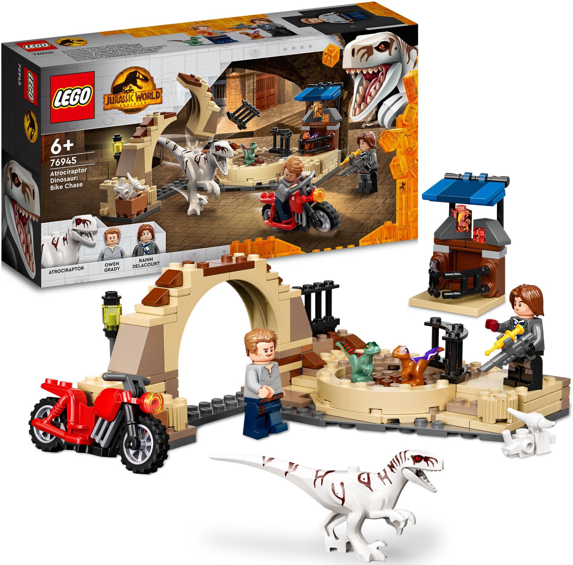 LEGO® Konstruktionsspielsteine »Atrociraptor: Motorradverfolgungsjagd (76945), LEGO® Jurassic World«, (169 St.), Made in Europe von lego®