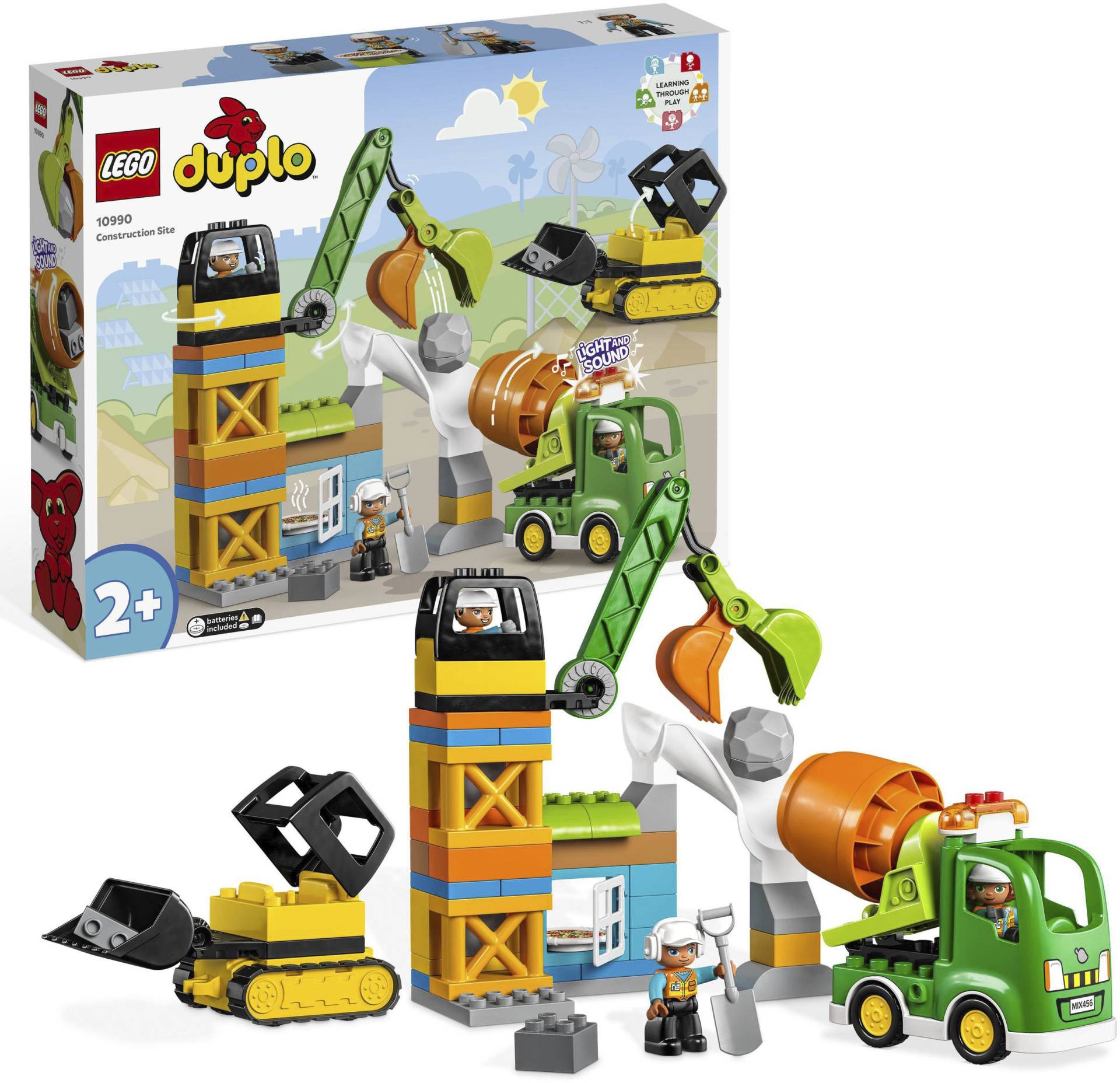 LEGO® Konstruktionsspielsteine »Baustelle mit Baufahrzeugen (10990), LEGO® DUPLO Town«, (61 St.), mit Licht und Sound; Made in Europe von lego®