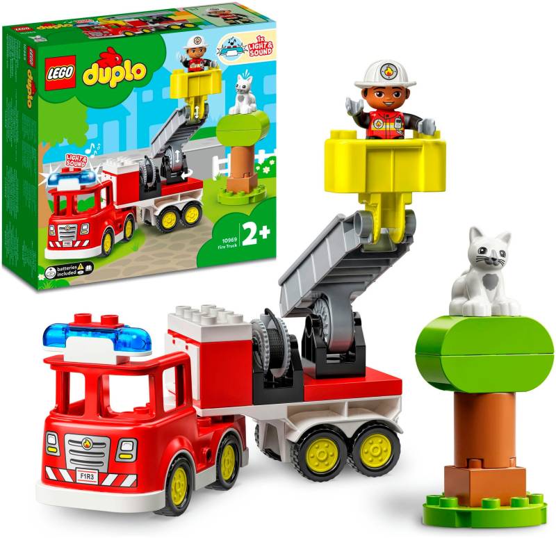 LEGO® Konstruktionsspielsteine »Feuerwehrauto (10969), LEGO® DUPLO«, (21 St.), mit Sirene und Licht; Made in Europe von lego®