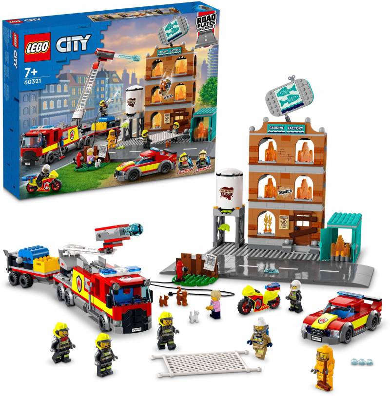 LEGO® Konstruktionsspielsteine »Feuerwehreinsatz mit Löschtruppe (60321), LEGO® City«, (766 St.) von lego®