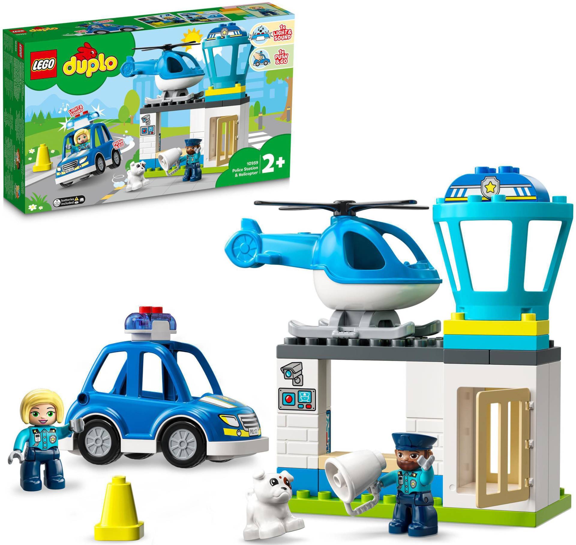 LEGO® Konstruktionsspielsteine »Polizeistation mit Hubschrauber (10959), LEGO® DUPLO«, (40 St.), mit Sirene und Licht; Made in Europe von lego®