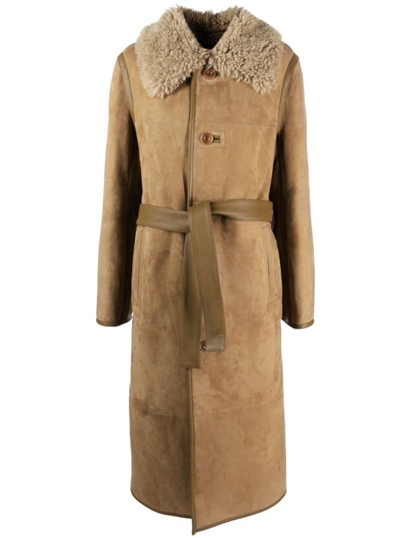 LEMAIRE belted shearling coat - Brown von LEMAIRE