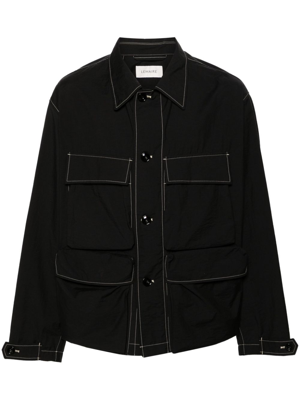 LEMAIRE contrast-stitching cargo shirt jacket - Black von LEMAIRE