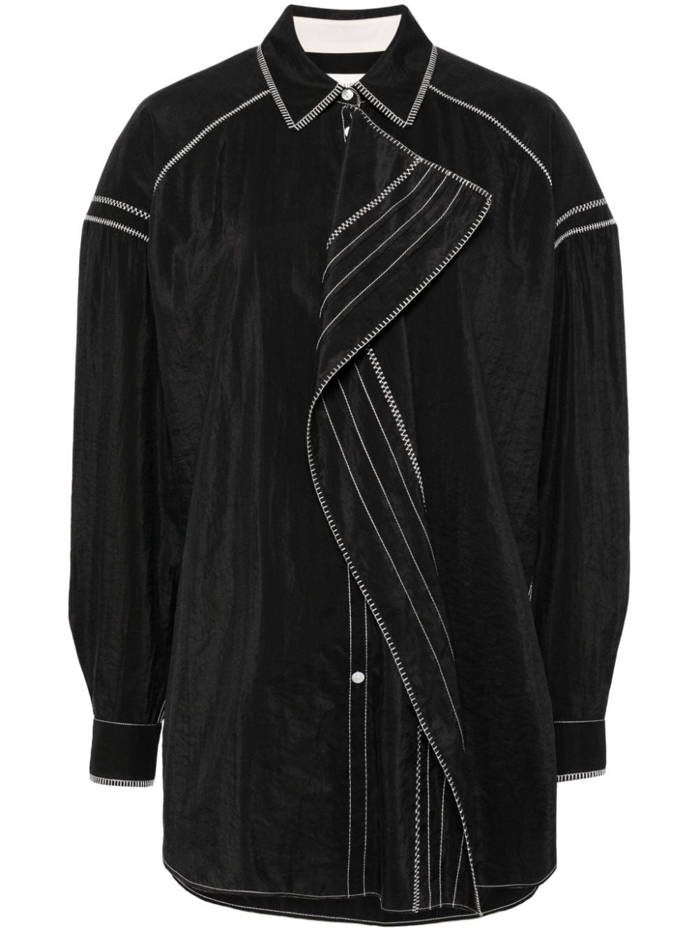 LEMAIRE decorative-stitched shirt - Black von LEMAIRE