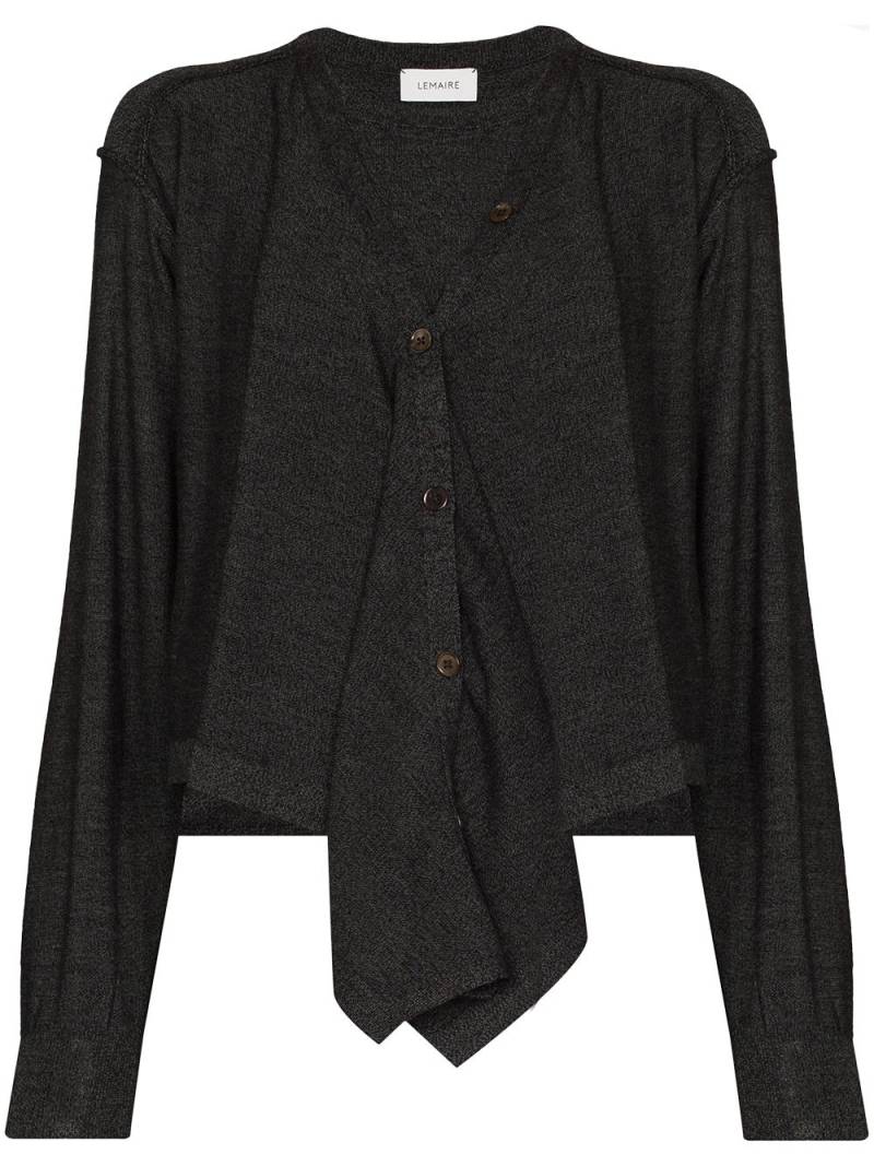 LEMAIRE draped V-neck cardigan - Grey von LEMAIRE