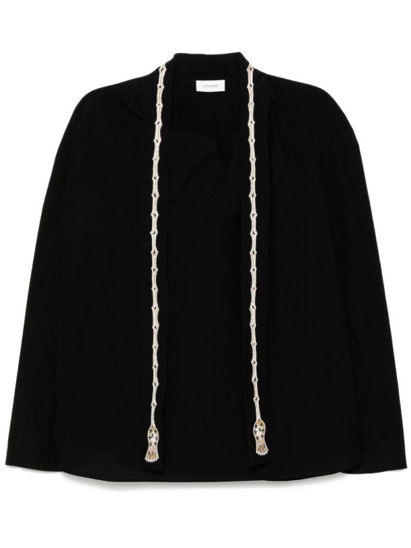 LEMAIRE embroidered ascot blouse - Black von LEMAIRE