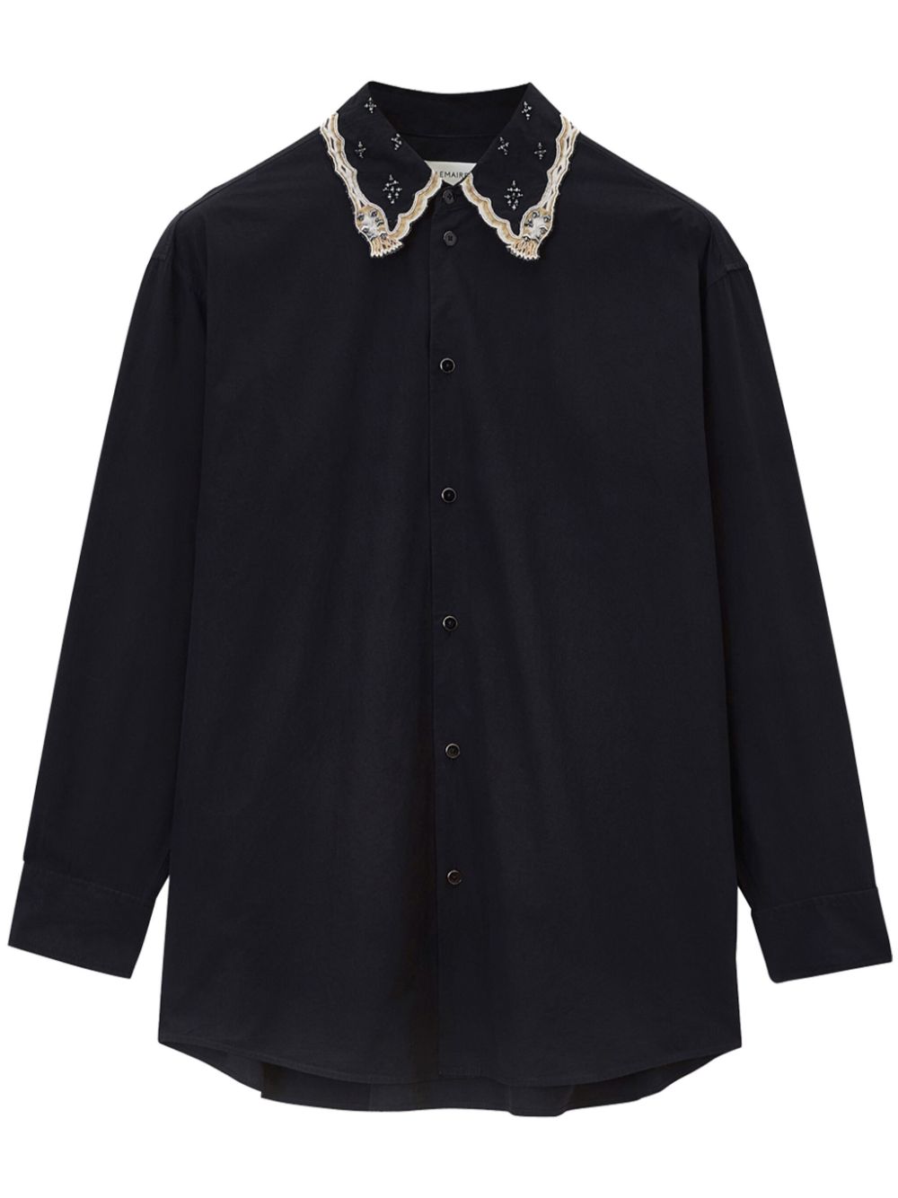 LEMAIRE embroidered collar shirt - Black von LEMAIRE