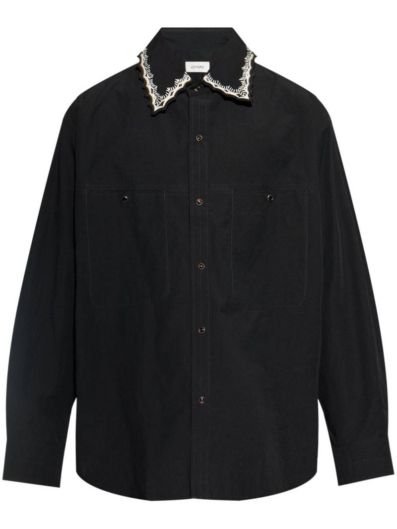 LEMAIRE embroidered-collar shirt - Black von LEMAIRE