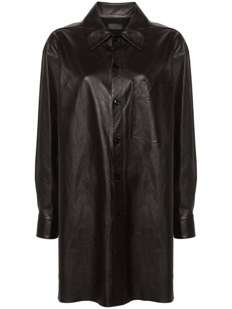 LEMAIRE leather side-slits shirt - Brown von LEMAIRE