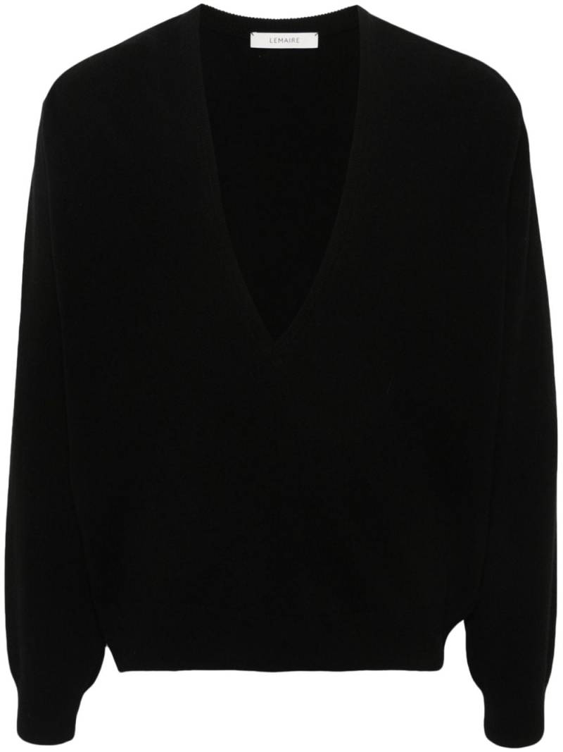 LEMAIRE plunging V-neck jumper - Black von LEMAIRE