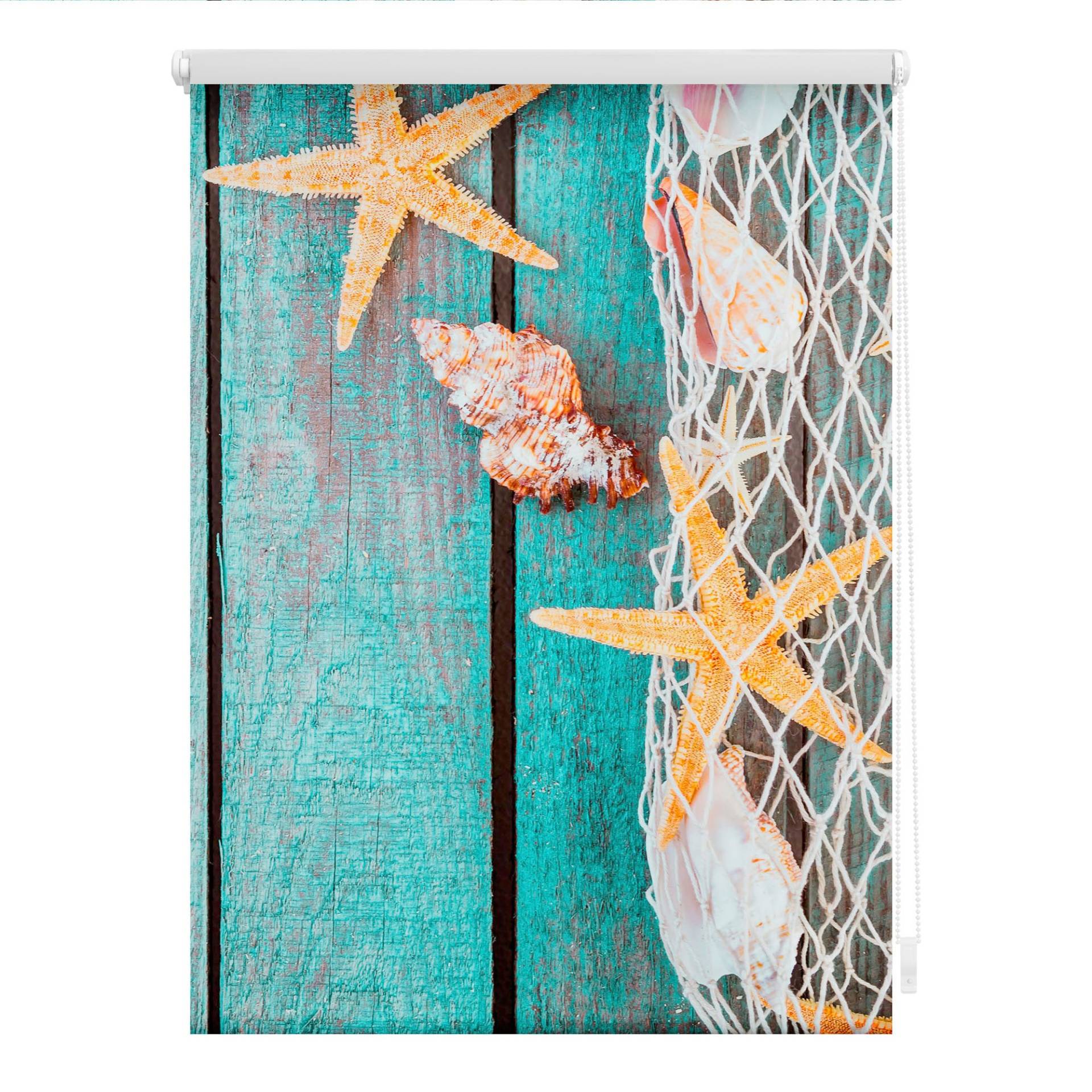 LICHTBLICK ORIGINAL Seitenzugrollo »Klemmfix Motiv Bretter Beach«, Lichtschutz, ohne Bohren, freihängend, bedruckt von LICHTBLICK ORIGINAL