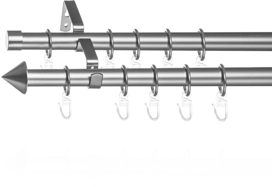 LICHTBLICK ORIGINAL Gardinenstange »Gardinenstange Kegel, 20 mm, ausziehbar, 2 läufig 130 - 240 cm Chrom«, 2 läufig-läufig, ausziehbar, Zweiläufige Vorhangstange mit Ringen für Gardinen und Stores. von LICHTBLICK ORIGINAL